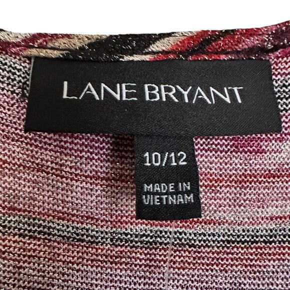 Lane Bryant black, maroon, and pink pattern faux wrap midi dress Sz 10/12 NWT - Picture 6 of 8